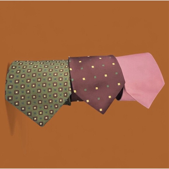 Brooks Brothers Silk Tie Lot 3 Geometric Pink Classic USA Mens Neckties - Picture 4 of 16